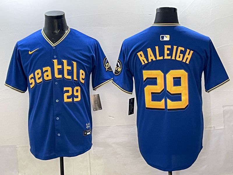 Men 2025 Seattle Mariners #29 Raleigh Blue City Edition Nike MLB Jersey 51->seattle mariners->MLB Jersey